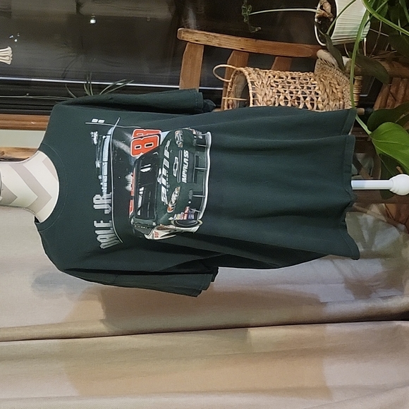 Vintage Graphic Tee Dale Jr Nascar T-shirt double side Tee hunter green - Picture 1 of 4